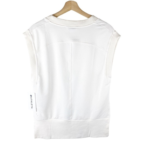 Athleta Women XS White Retroterry V Neck Sweatshirt Tee Top Sleeveless Athletic - Picture 6 of 9